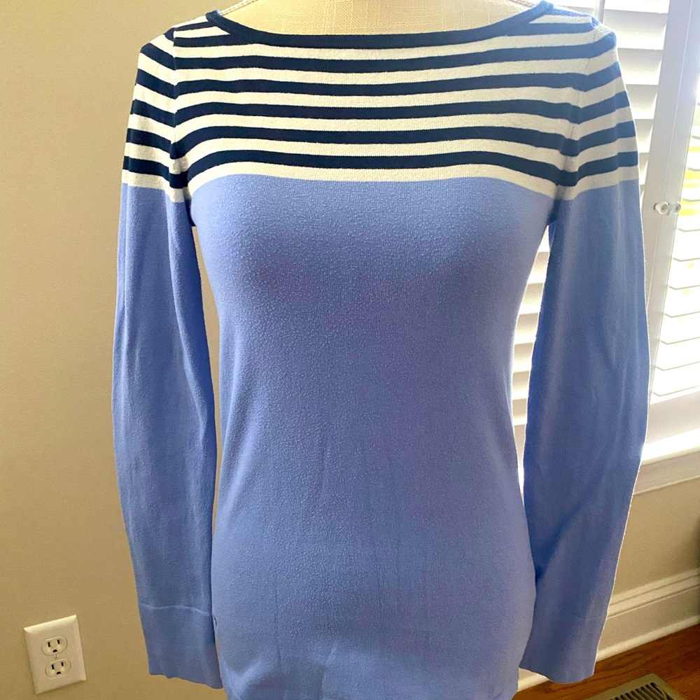 Lilly Pulitzer lavender and navy striped sweater- Size M